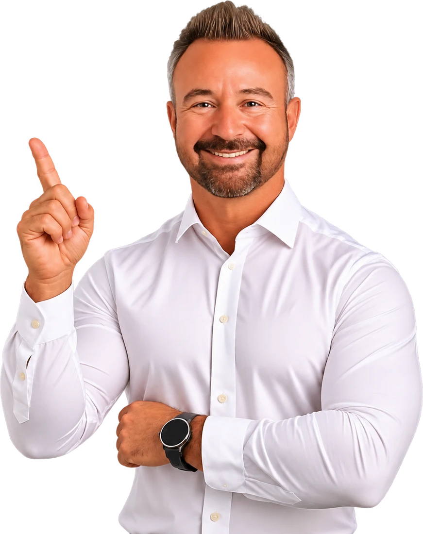 Michael pointing at the free audit form